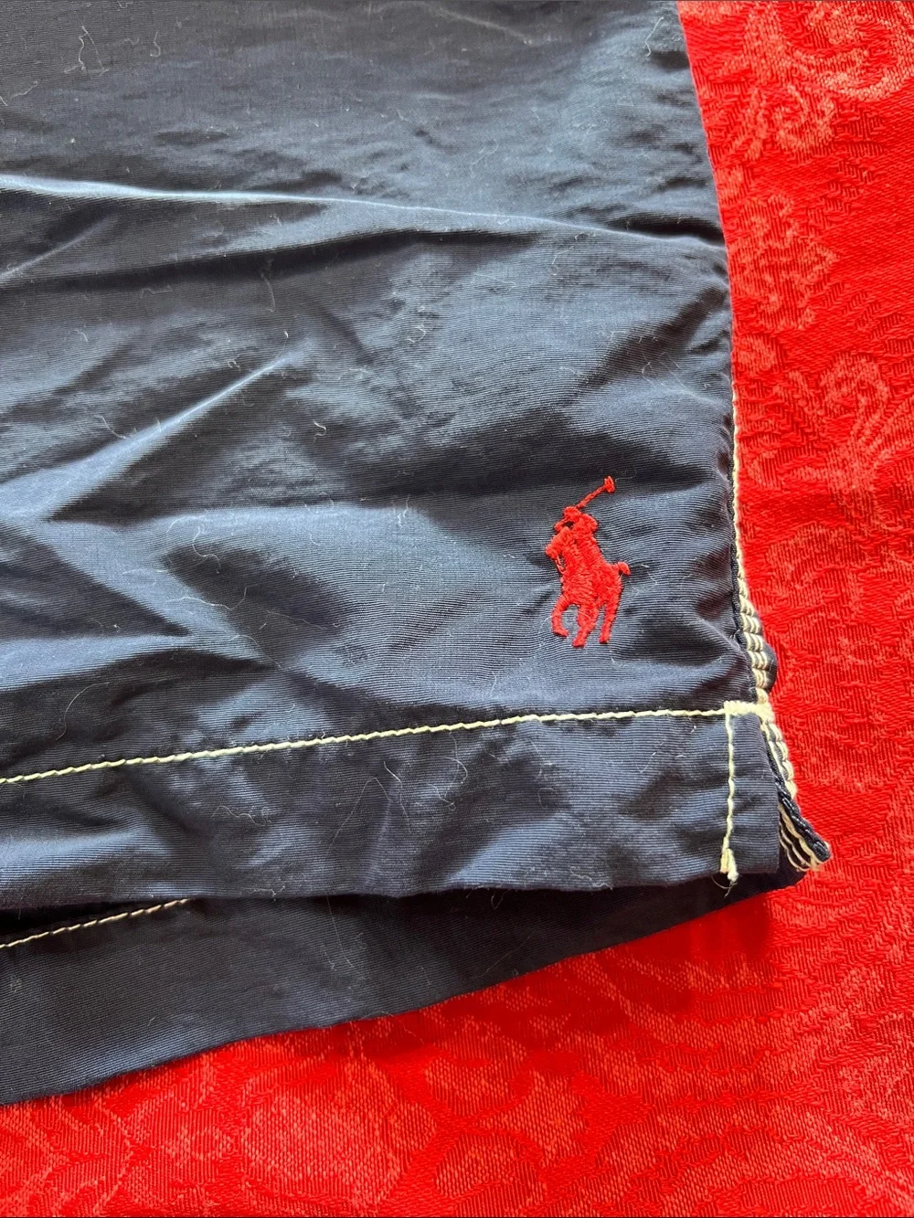 Polo Ralph Lauren Men’s M Navy Swim Trunks Board Shorts Cargo Red Pony